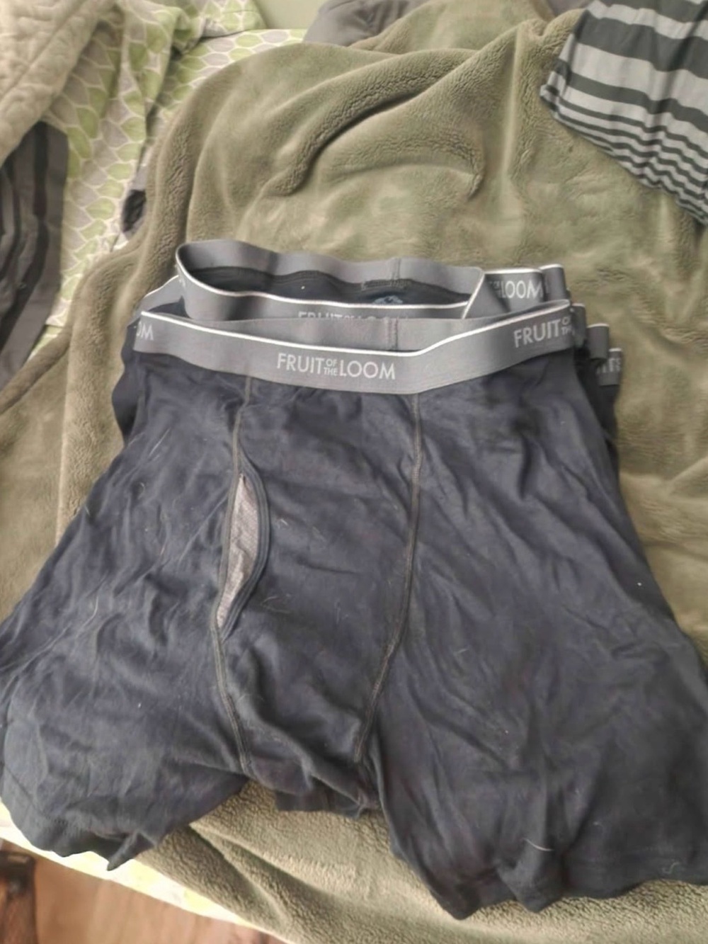 Fruit of the Loom Men's Black Boxer Briefs with Gray Waistband size XL
